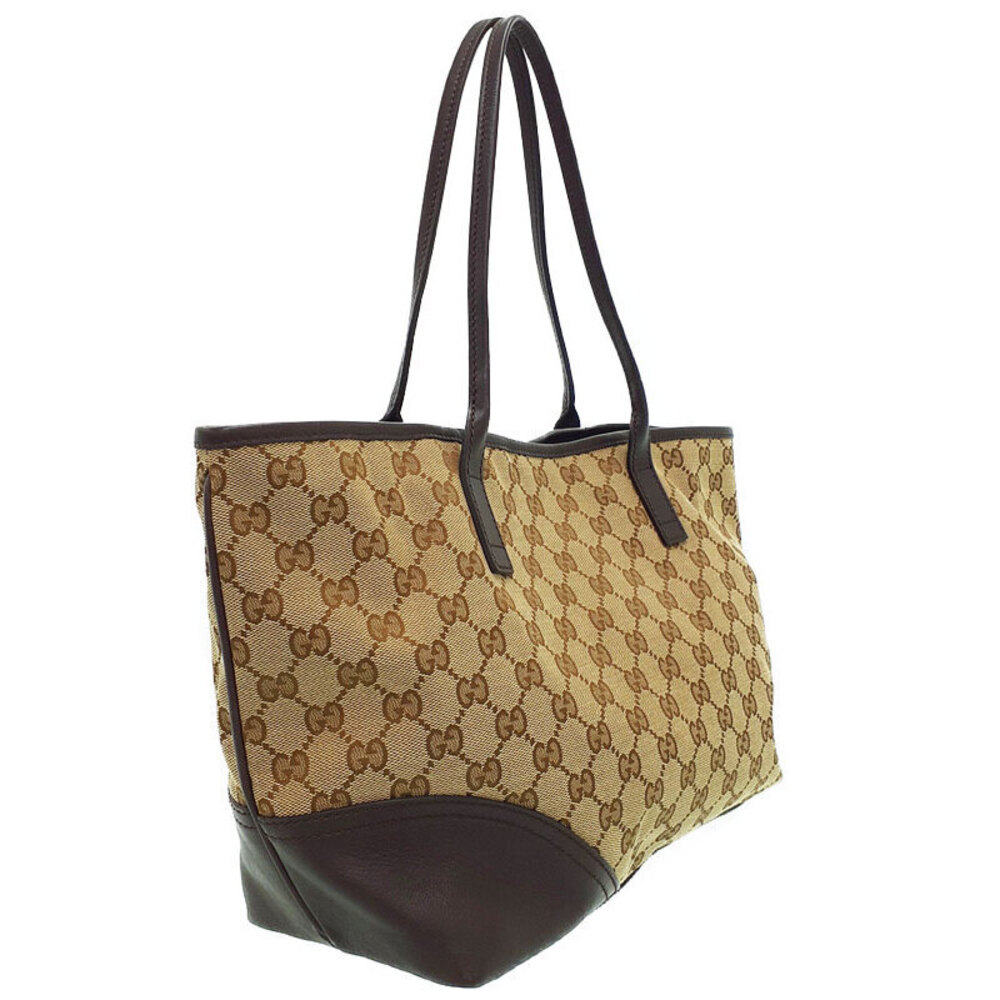 Gucci leather brown mocha Bag monogram canvas GG Britt Canvas Tote